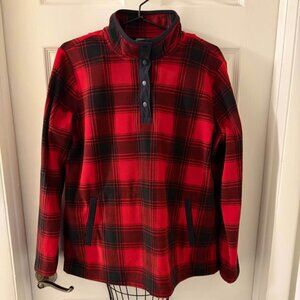 Duluth Trading Women's Sz L Mock Neck Buffalo Plaid Fleece Outdoor Workwear EUC